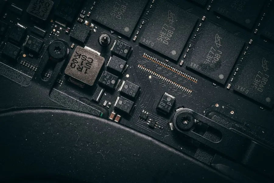 Macro close-up of a circuit board
