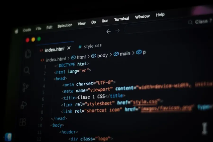 Code editor showing the markup of a web application